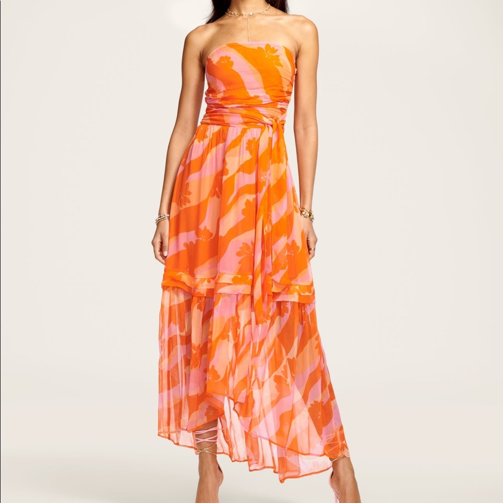 Ramy Brook Printed Bernadette Strapless Midi Dress